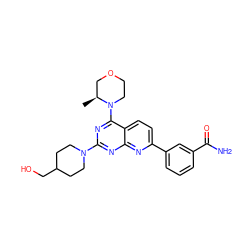 C[C@H]1COCCN1c1nc(N2CCC(CO)CC2)nc2nc(-c3cccc(C(N)=O)c3)ccc12 ZINC000168800038