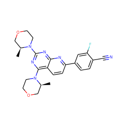 C[C@H]1COCCN1c1nc(N2CCOC[C@@H]2C)c2ccc(-c3ccc(C#N)c(F)c3)nc2n1 ZINC000113726138