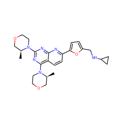 C[C@H]1COCCN1c1nc(N2CCOC[C@@H]2C)c2ccc(-c3ccc(CNC4CC4)o3)nc2n1 ZINC000139010596