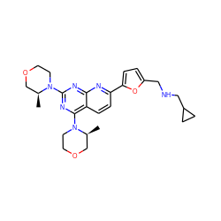 C[C@H]1COCCN1c1nc(N2CCOC[C@@H]2C)c2ccc(-c3ccc(CNCC4CC4)o3)nc2n1 ZINC000143276710