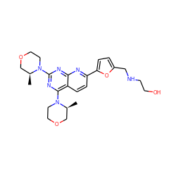 C[C@H]1COCCN1c1nc(N2CCOC[C@@H]2C)c2ccc(-c3ccc(CNCCO)o3)nc2n1 ZINC000169008300