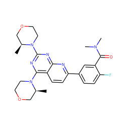 C[C@H]1COCCN1c1nc(N2CCOC[C@@H]2C)c2ccc(-c3ccc(F)c(C(=O)N(C)C)c3)nc2n1 ZINC000139687421