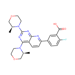 C[C@H]1COCCN1c1nc(N2CCOC[C@@H]2C)c2ccc(-c3ccc(F)c(C(=O)O)c3)nc2n1 ZINC000169011162