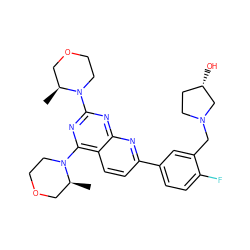 C[C@H]1COCCN1c1nc(N2CCOC[C@@H]2C)c2ccc(-c3ccc(F)c(CN4CC[C@H](O)C4)c3)nc2n1 ZINC000168996810