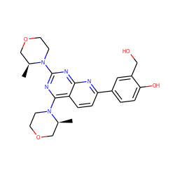 C[C@H]1COCCN1c1nc(N2CCOC[C@@H]2C)c2ccc(-c3ccc(O)c(CO)c3)nc2n1 ZINC000145432009