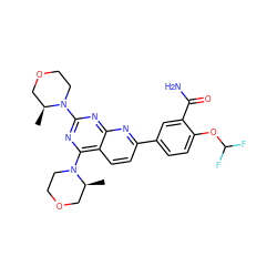 C[C@H]1COCCN1c1nc(N2CCOC[C@@H]2C)c2ccc(-c3ccc(OC(F)F)c(C(N)=O)c3)nc2n1 ZINC000059258966