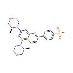 C[C@H]1COCCN1c1nc(N2CCOC[C@@H]2C)c2ccc(-c3ccc(S(C)(=O)=O)cc3)nc2n1 ZINC000139591643