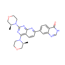 C[C@H]1COCCN1c1nc(N2CCOC[C@@H]2C)c2ccc(-c3ccc4c(=O)[nH]cnc4c3)nc2n1 ZINC000139592103