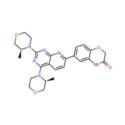 C[C@H]1COCCN1c1nc(N2CCOC[C@@H]2C)c2ccc(-c3ccc4c(c3)NC(=O)CO4)nc2n1 ZINC000143415352