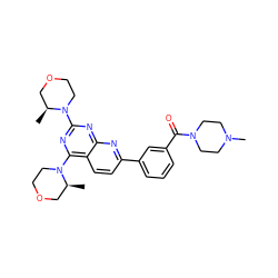 C[C@H]1COCCN1c1nc(N2CCOC[C@@H]2C)c2ccc(-c3cccc(C(=O)N4CCN(C)CC4)c3)nc2n1 ZINC000139482888