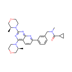 C[C@H]1COCCN1c1nc(N2CCOC[C@@H]2C)c2ccc(-c3cccc(CN(C)C(=O)C4CC4)c3)nc2n1 ZINC000143581962