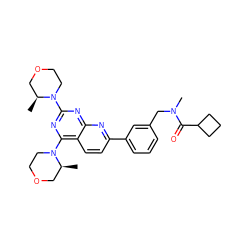 C[C@H]1COCCN1c1nc(N2CCOC[C@@H]2C)c2ccc(-c3cccc(CN(C)C(=O)C4CCC4)c3)nc2n1 ZINC000144587889