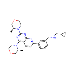 C[C@H]1COCCN1c1nc(N2CCOC[C@@H]2C)c2ccc(-c3cccc(CNCC4CC4)c3)nc2n1 ZINC000145088514