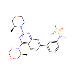 C[C@H]1COCCN1c1nc(N2CCOC[C@@H]2C)c2ccc(-c3cccc(N(C)S(C)(=O)=O)c3)nc2n1 ZINC000139671999