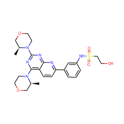 C[C@H]1COCCN1c1nc(N2CCOC[C@@H]2C)c2ccc(-c3cccc(NS(=O)(=O)CCO)c3)nc2n1 ZINC000168790061