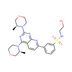 C[C@H]1COCCN1c1nc(N2CCOC[C@@H]2C)c2ccc(-c3cccc(S(=O)(=O)NCCO)c3)nc2n1 ZINC000168777448