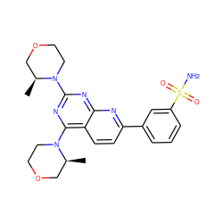 C[C@H]1COCCN1c1nc(N2CCOC[C@@H]2C)c2ccc(-c3cccc(S(N)(=O)=O)c3)nc2n1 ZINC000139708032