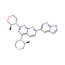 C[C@H]1COCCN1c1nc(N2CCOC[C@@H]2C)c2ccc(-c3cnc4[nH]ccc4c3)nc2n1 ZINC000144143333