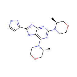 C[C@H]1COCCN1c1nc(N2CCOC[C@H]2C)c2[nH]c(-c3cc[nH]n3)nc2n1 ZINC001772647399