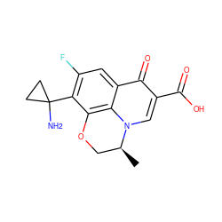 C[C@H]1COc2c(C3(N)CC3)c(F)cc3c(=O)c(C(=O)O)cn1c23 ZINC000003779726