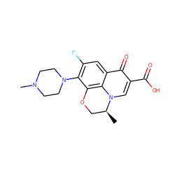 C[C@H]1COc2c(N3CCN(C)CC3)c(F)cc3c(=O)c(C(=O)O)cn1c23 ZINC000000538273