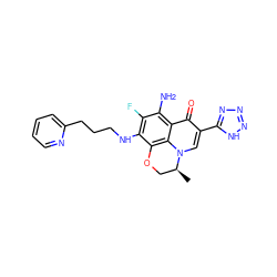 C[C@H]1COc2c(NCCCc3ccccn3)c(F)c(N)c3c(=O)c(-c4nnn[nH]4)cn1c23 ZINC000043203722