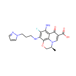 C[C@H]1COc2c(NCCCn3cccn3)c(F)c(N)c3c(=O)c(C(=O)O)cn1c23 ZINC000082157788