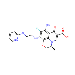 C[C@H]1COc2c(NCCNc3ccccn3)c(F)c(N)c3c(=O)c(C(=O)O)cn1c23 ZINC000072123395