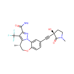 C[C@H]1COc2ccc(C#C[C@]3(O)CCN(C)C3=O)cc2-n2nc(C(N)=O)c(C(F)(F)F)c21 ZINC000219441094