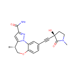 C[C@H]1COc2ccc(C#C[C@]3(O)CCN(C)C3=O)cc2-n2nc(C(N)=O)cc21 ZINC000219492789