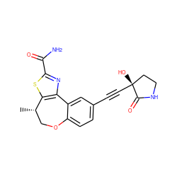 C[C@H]1COc2ccc(C#C[C@]3(O)CCNC3=O)cc2-c2nc(C(N)=O)sc21 ZINC000219470762