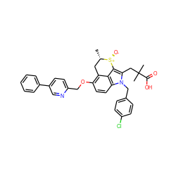 C[C@H]1Cc2c(OCc3ccc(-c4ccccc4)cn3)ccc3c2c(c(CC(C)(C)C(=O)O)n3Cc2ccc(Cl)cc2)[S@@+]1[O-] ZINC000026669989