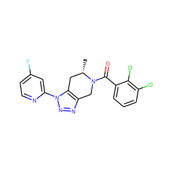 C[C@H]1Cc2c(nnn2-c2cc(F)ccn2)CN1C(=O)c1cccc(Cl)c1Cl ZINC000225995133