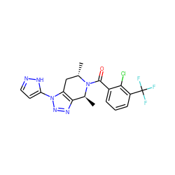 C[C@H]1Cc2c(nnn2-c2ccn[nH]2)[C@H](C)N1C(=O)c1cccc(C(F)(F)F)c1Cl ZINC000225998422