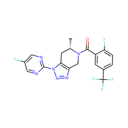 C[C@H]1Cc2c(nnn2-c2ncc(F)cn2)CN1C(=O)c1cc(C(F)(F)F)ccc1F ZINC000218486867