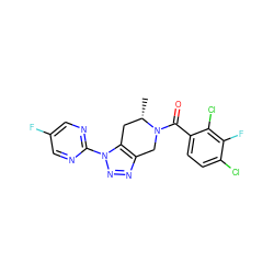 C[C@H]1Cc2c(nnn2-c2ncc(F)cn2)CN1C(=O)c1ccc(Cl)c(F)c1Cl ZINC000225985686