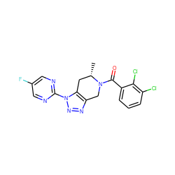 C[C@H]1Cc2c(nnn2-c2ncc(F)cn2)CN1C(=O)c1cccc(Cl)c1Cl ZINC000225980468