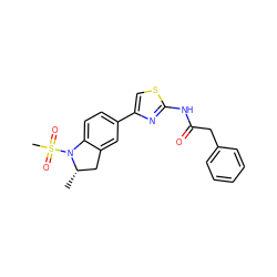 C[C@H]1Cc2cc(-c3csc(NC(=O)Cc4ccccc4)n3)ccc2N1S(C)(=O)=O ZINC000001365910