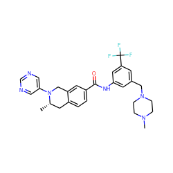 C[C@H]1Cc2ccc(C(=O)Nc3cc(CN4CCN(C)CC4)cc(C(F)(F)F)c3)cc2CN1c1cncnc1 ZINC001772573689