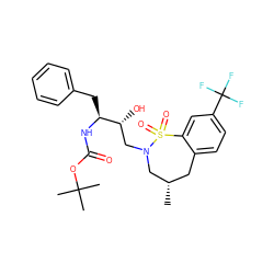 C[C@H]1Cc2ccc(C(F)(F)F)cc2S(=O)(=O)N(C[C@@H](O)[C@H](Cc2ccccc2)NC(=O)OC(C)(C)C)C1 ZINC000072125827