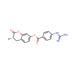 C[C@H]1Cc2ccc(OC(=O)c3ccc(NC(=N)N)cc3)cc2OC1=O ZINC001772622657