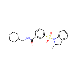 C[C@H]1Cc2ccccc2N1S(=O)(=O)c1cccc(C(=O)NCC2CCCCC2)c1 ZINC000003217217