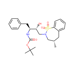 C[C@H]1Cc2ccccc2S(=O)(=O)N(C[C@@H](O)[C@H](Cc2ccccc2)NC(=O)OC(C)(C)C)C1 ZINC000072125164