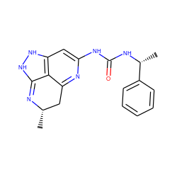 C[C@H]1Cc2nc(NC(=O)N[C@H](C)c3ccccc3)cc3c2C(=N1)NN3 ZINC000210731463