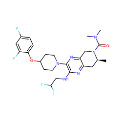 C[C@H]1Cc2nc(NCC(F)F)c(N3CCC(Oc4ccc(F)cc4F)CC3)nc2CN1C(=O)N(C)C ZINC001772636665