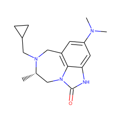 C[C@H]1Cn2c(=O)[nH]c3cc(N(C)C)cc(c32)CN1CC1CC1 ZINC000005930150