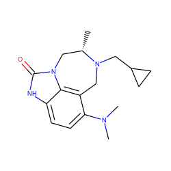 C[C@H]1Cn2c(=O)[nH]c3ccc(N(C)C)c(c32)CN1CC1CC1 ZINC000005930157