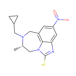 C[C@H]1Cn2c(S)nc3cc([N+](=O)[O-])cc(c32)CN1CC1CC1 ZINC000013474557