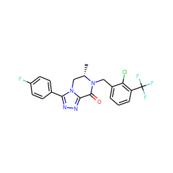 C[C@H]1Cn2c(nnc2-c2ccc(F)cc2)C(=O)N1Cc1cccc(C(F)(F)F)c1Cl ZINC000219160737