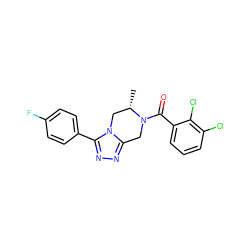 C[C@H]1Cn2c(nnc2-c2ccc(F)cc2)CN1C(=O)c1cccc(Cl)c1Cl ZINC000473101912